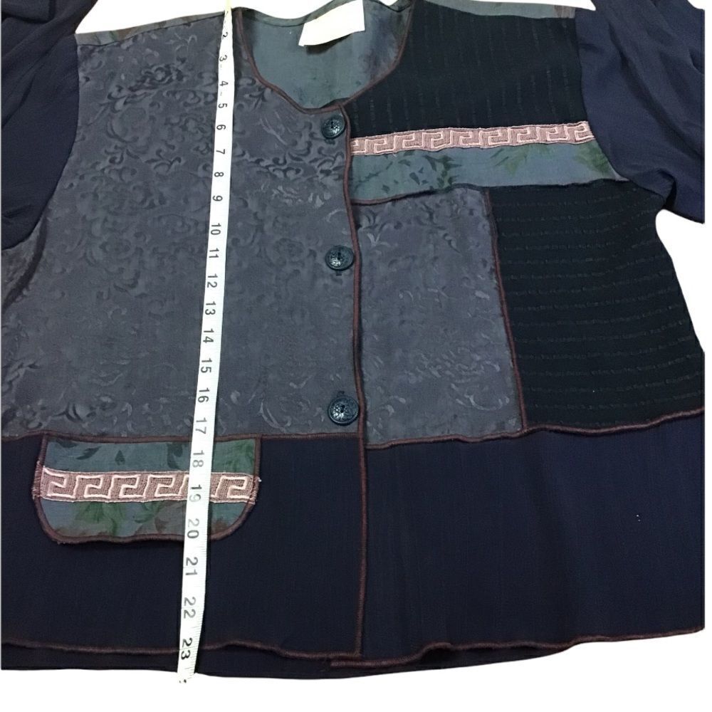 Spenser Alexis VTG Lagenlook Mixed Materials Button Front Blouse/Jacket - Picture 5 of 12